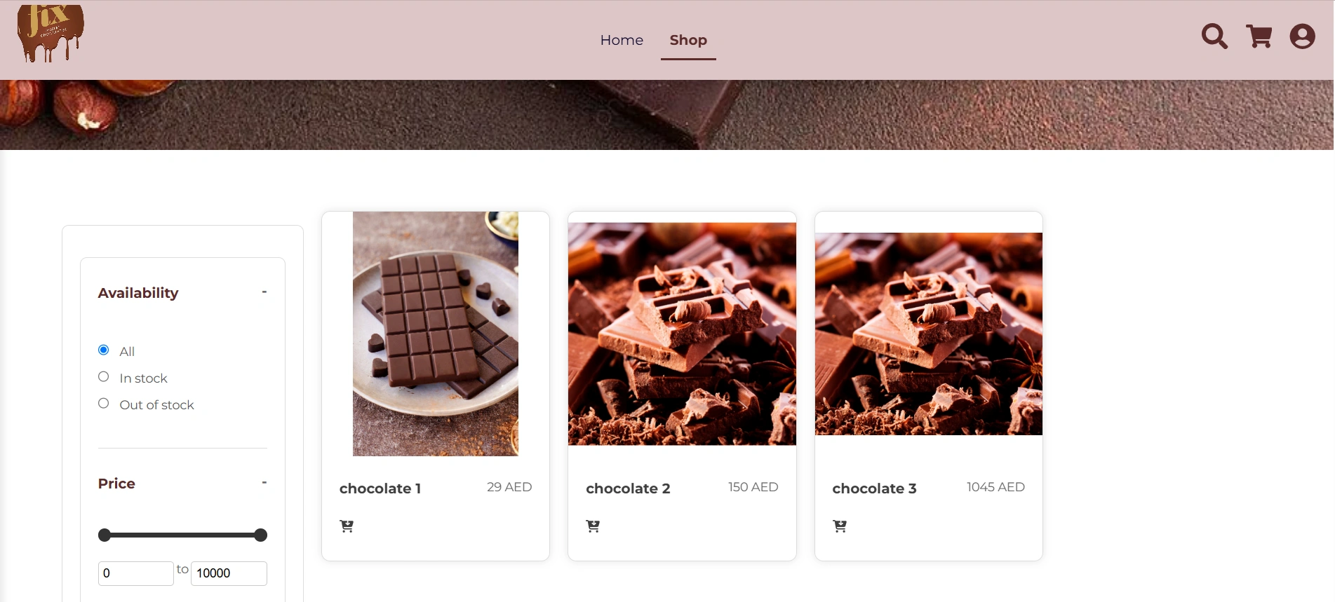 Product listing page