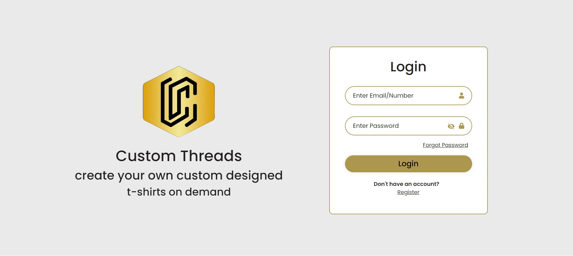 Custom Threads Login Page